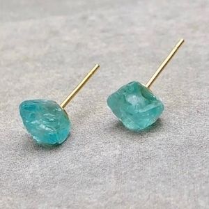 Raw Aquamarine Gemstone Earrings